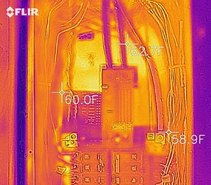 Infrared photo of electric service panel